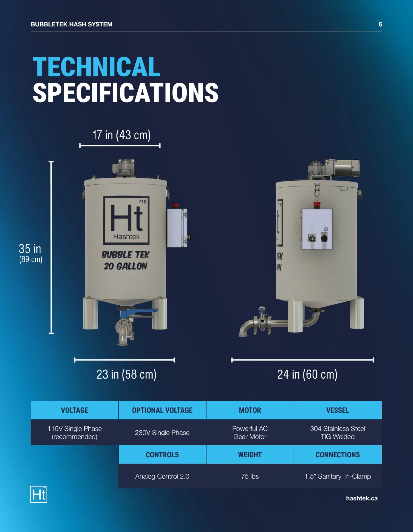 BubbleTek 20 Gallon Spec Sheet (v1.21) — page 6 of 8