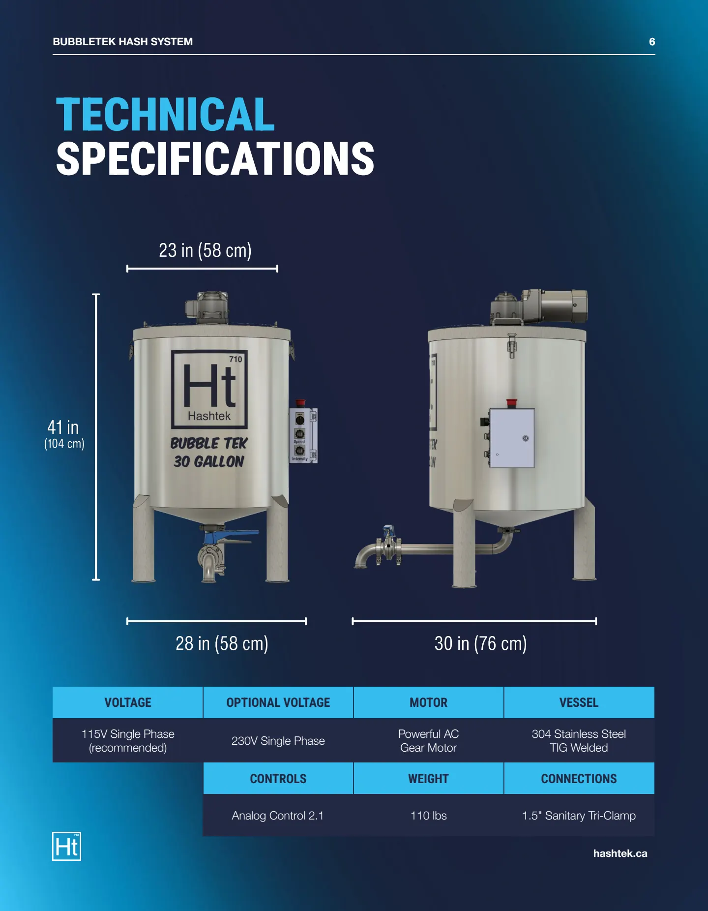 BubbleTek 30 Gallon Spec Sheet (v1.21) — page 6 of 8
