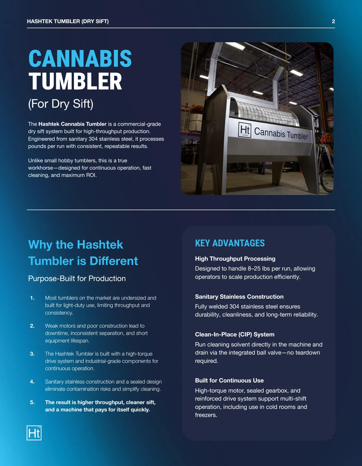 Hashtek Dry Sift Tumbler Spec Sheet — page 2 of 8