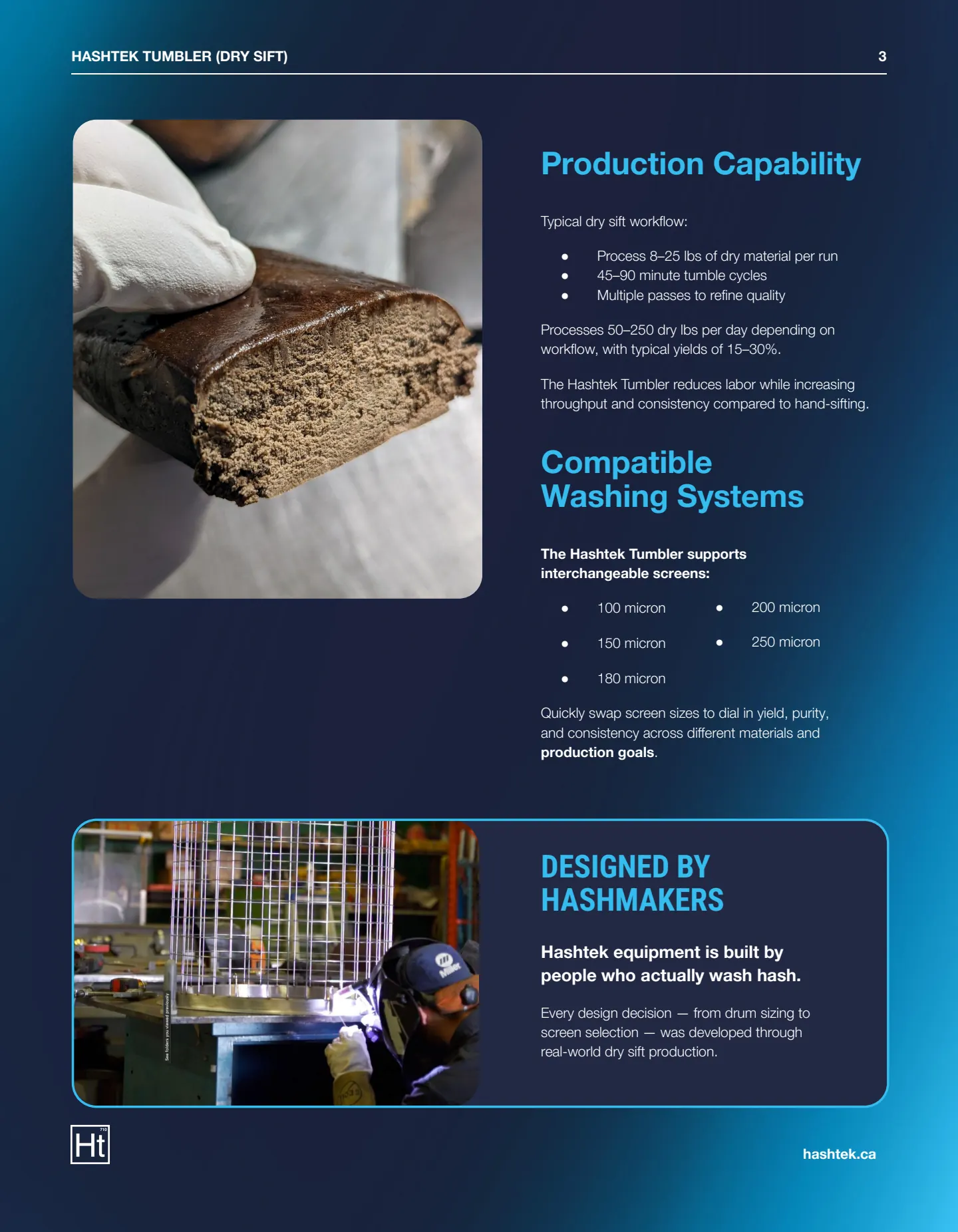 Hashtek Dry Sift Tumbler Spec Sheet — page 3 of 8