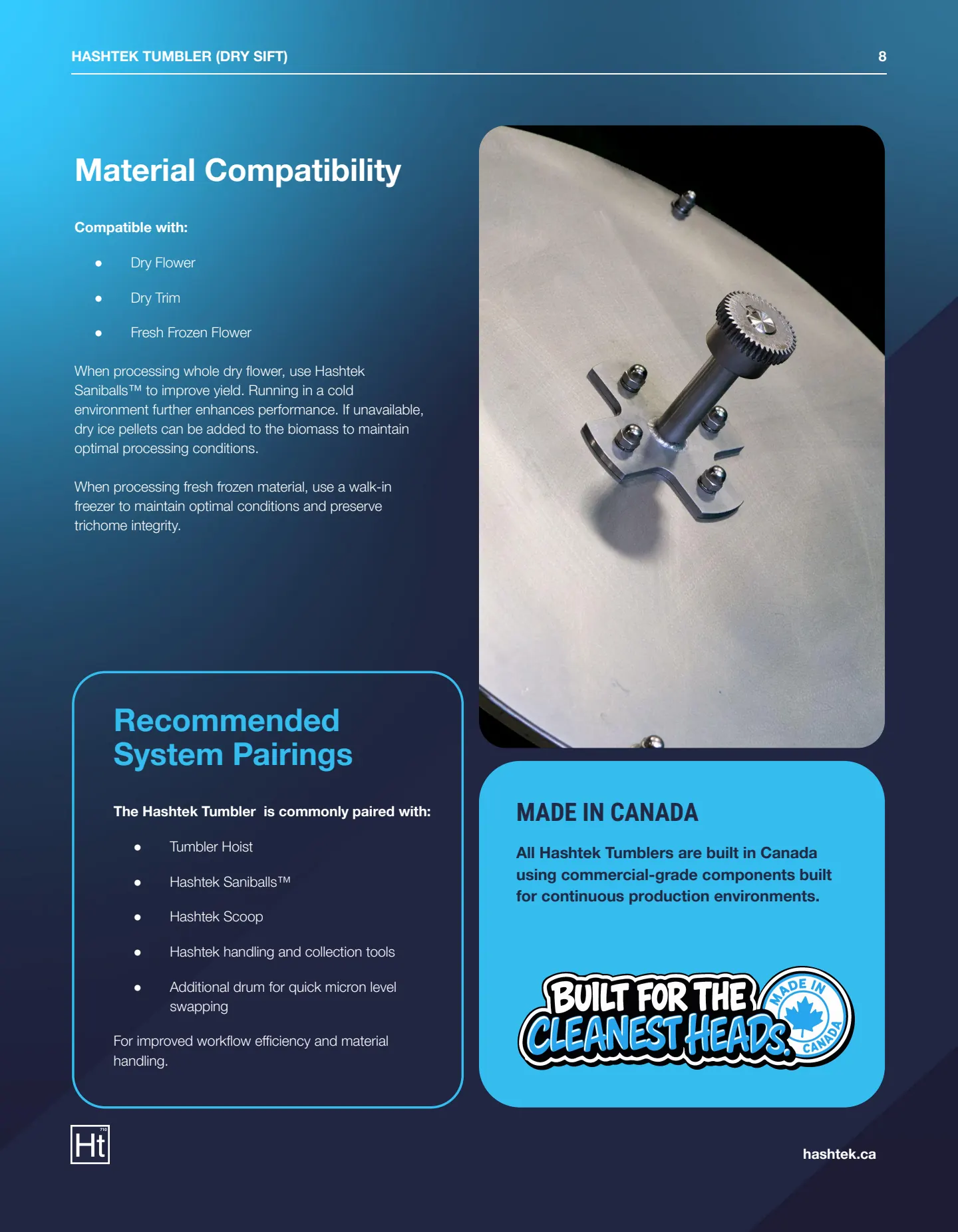 Hashtek Dry Sift Tumbler Spec Sheet — page 8 of 8